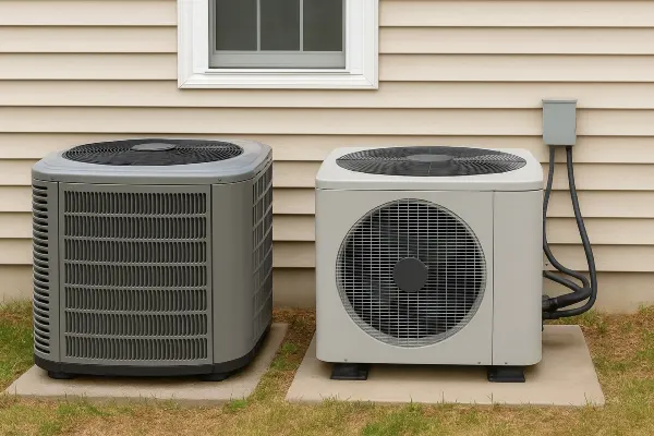 2 AC units outside the house on a concrete slabs next to each other from Cristal Air Conditioning Repair in West Lake Hills, TX - Common AC Problems 2 AC units outside the house on a concrete slabs next to each other from Cristal Air Conditioning Repair in West Lake Hills, TX - Common AC Problems